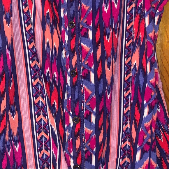 Garage Aztec Tribal Print Tie Front Tank Top Small - Picture 5 of 8